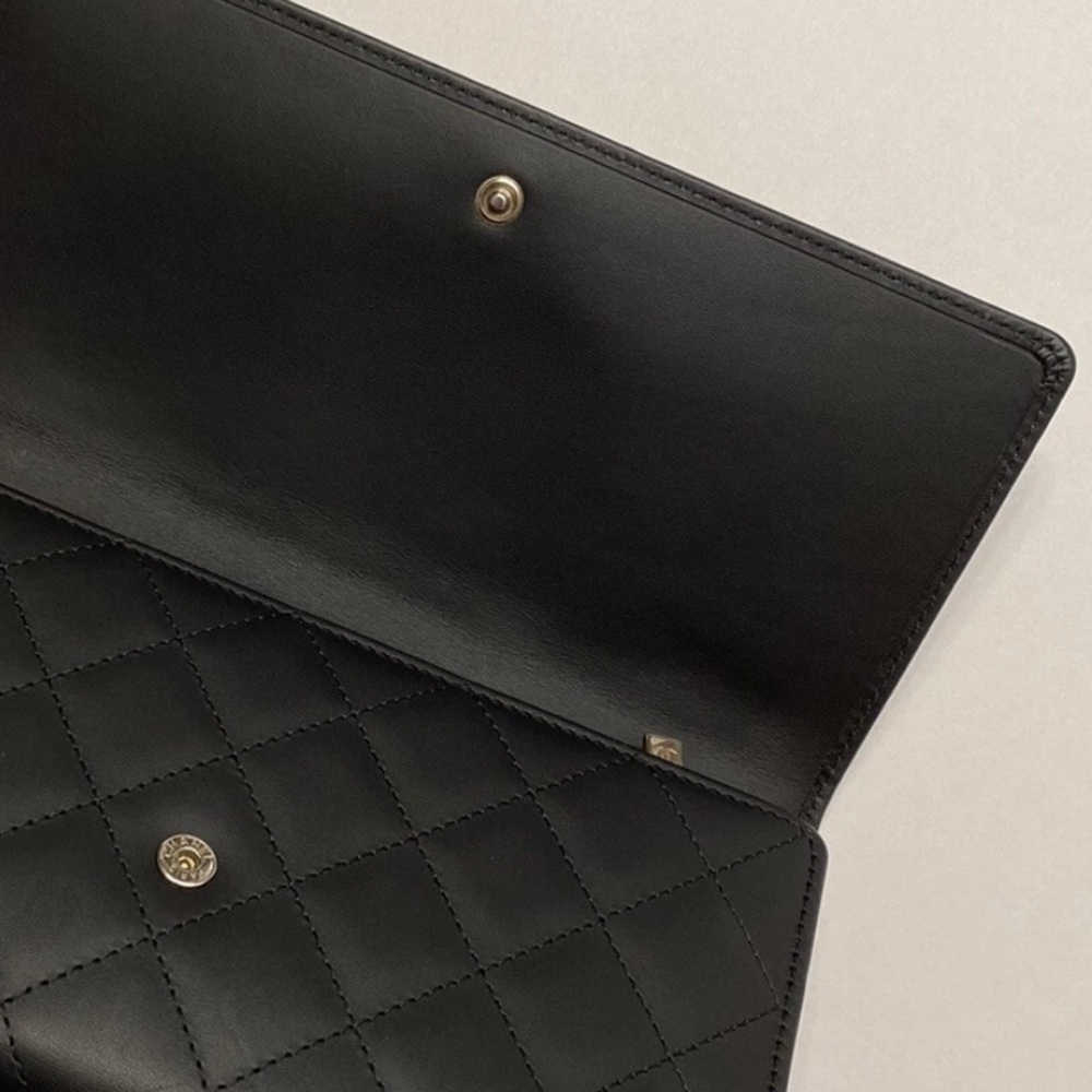 CHANEL Interlocking CC Cambon Calf Leather Enamel Black/Pink Wallet/Clutch/WOC - Picture 6 of 17